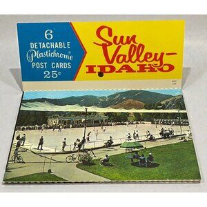 Vintage Postcard Folder Sun Valley Idaho 1960s Scenic Views Skiing Ice Skating